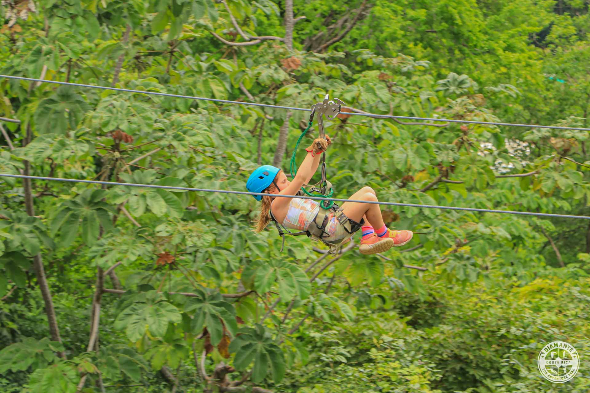 Little Girl Ziplining-at-Diamante